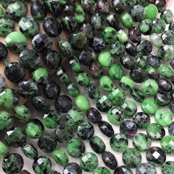 VOĽNÉ KORÁLKY epidot červená/zelená gem 7*10 mm mince tvárou Veľkoobchod pre DIY šperkov náhrdelník 14inch