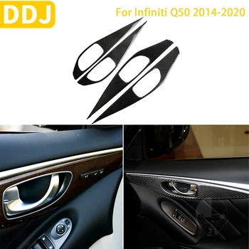 Pre Infiniti Q50 Obdobie 2014-2020, Auto Doplnky Interiéru Carbon Fiber Dvere, Panel Rukoväť Výbava Nálepky Úprava Dekorácie