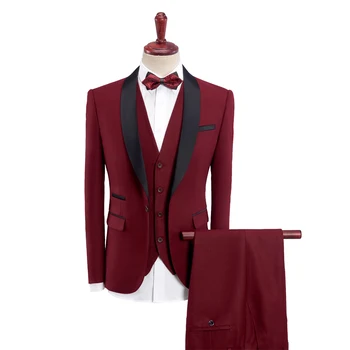 (Bunda + Nohavice + vesta)Klasické pánske jednofarebné Ženícha smoking tri-kus svadobný oblek slim najlepší muž pánskom obleku S-6XL